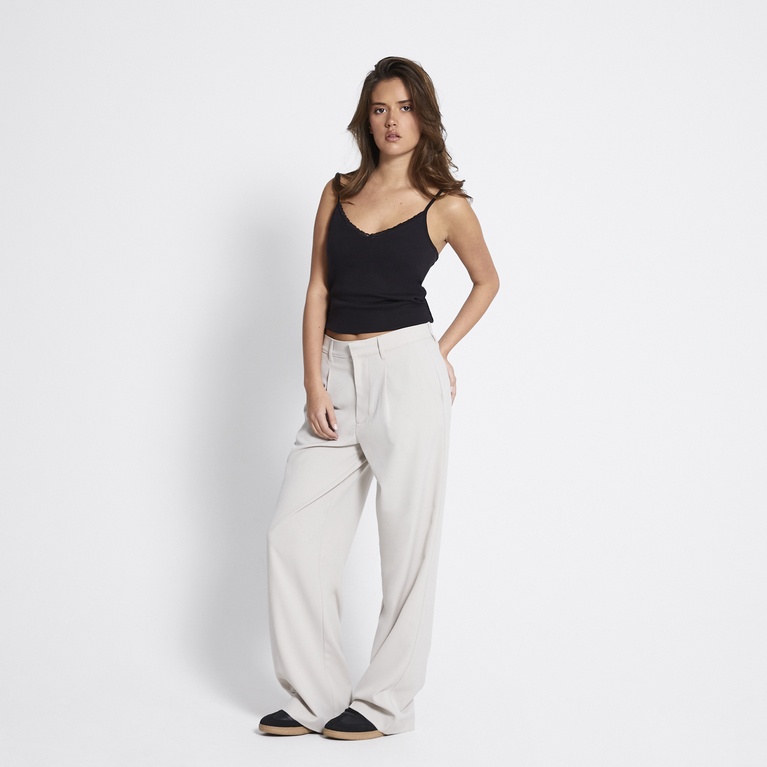 Mid waist wide dress pants "Tori" Light Beige